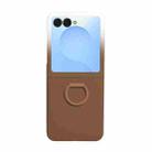 For Samsung Galaxy Z Flip7 5G Large Window Ring Holder Skin Feel PC Phone Case(Gradient Brown) - 2