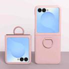 For Samsung Galaxy Z Flip7 5G Large Window Ring Holder Skin Feel PC Phone Case(Light Pink) - 1