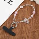 Alloy Butterfly Bead Chain Phone Anti-lost Short Lanyard(Pink) - 1