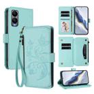For Cricket Debut S3 Butterfly Love Flower Multi-card Zipper Wallet Leather Phone Case(Mint Green) - 1