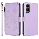 For Cricket Debut S3 Butterfly Love Flower Multi-card Zipper Wallet Leather Phone Case(Light Purple) - 2