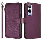 For Cricket Icon 6 / AT&T Verge SL219A Butterfly Love Flower Multi-card Zipper Wallet Leather Phone Case(Dark Purple) - 2