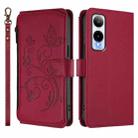 For Cricket Icon 6 / AT&T Verge SL219A Butterfly Love Flower Multi-card Zipper Wallet Leather Phone Case(Wine Red) - 2