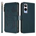 For Cricket Icon 6 / AT&T Verge SL219A Butterfly Love Flower Multi-card Zipper Wallet Leather Phone Case(Dark Green) - 2