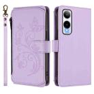For Cricket Icon 6 / AT&T Verge SL219A Butterfly Love Flower Multi-card Zipper Wallet Leather Phone Case(Light Purple) - 2
