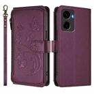 For Cricket Magic 2 5G/ AT&T Propel 2 5G Butterfly Love Flower Multi-card Zipper Wallet Leather Phone Case(Dark Purple) - 2