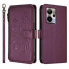 For Cricket Outlast 5G 2024 Butterfly Love Flower Multi-card Zipper Wallet Leather Phone Case(Dark Purple) - 2