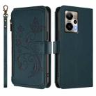 For Cricket Outlast 5G 2024 Butterfly Love Flower Multi-card Zipper Wallet Leather Phone Case(Dark Green) - 2