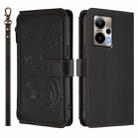 For Cricket Outlast 5G 2024 Butterfly Love Flower Multi-card Zipper Wallet Leather Phone Case(Black) - 2