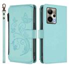 For Cricket Outlast 5G 2024 Butterfly Love Flower Multi-card Zipper Wallet Leather Phone Case(Mint Green) - 2