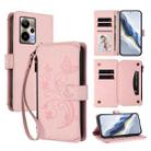 For Cricket Outlast 5G 2024 Butterfly Love Flower Multi-card Zipper Wallet Leather Phone Case(Pink) - 1