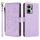 For Cricket Outlast 5G 2024 Butterfly Love Flower Multi-card Zipper Wallet Leather Phone Case(Light Purple) - 2