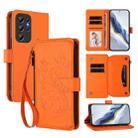 For Oukitel C1 Pro / C1 Butterfly Love Flower Multi-card Zipper Wallet Leather Phone Case(Orange) - 1