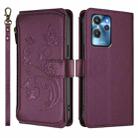 For Oukitel C32 Butterfly Love Flower Multi-card Zipper Wallet Leather Phone Case(Dark Purple) - 2