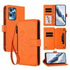For Oukitel C32 Butterfly Love Flower Multi-card Zipper Wallet Leather Phone Case(Orange) - 1