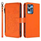 For Oukitel C32 Butterfly Love Flower Multi-card Zipper Wallet Leather Phone Case(Orange) - 2