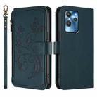 For Oukitel C32 Butterfly Love Flower Multi-card Zipper Wallet Leather Phone Case(Dark Green) - 2