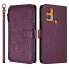For Oukitel C33 Butterfly Love Flower Multi-card Zipper Wallet Leather Phone Case(Dark Purple) - 2