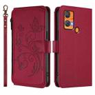 For Oukitel C33 Butterfly Love Flower Multi-card Zipper Wallet Leather Phone Case(Wine Red) - 2