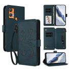 For Oukitel C33 Butterfly Love Flower Multi-card Zipper Wallet Leather Phone Case(Dark Green) - 1