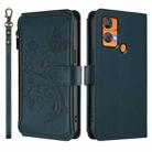 For Oukitel C33 Butterfly Love Flower Multi-card Zipper Wallet Leather Phone Case(Dark Green) - 2