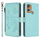 For Oukitel C33 Butterfly Love Flower Multi-card Zipper Wallet Leather Phone Case(Mint Green) - 2