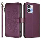 For Oukitel C35 Butterfly Love Flower Multi-card Zipper Wallet Leather Phone Case(Dark Purple) - 2