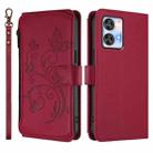 For Oukitel C35 Butterfly Love Flower Multi-card Zipper Wallet Leather Phone Case(Wine Red) - 2