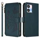 For Oukitel C35 Butterfly Love Flower Multi-card Zipper Wallet Leather Phone Case(Dark Green) - 2
