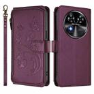 For Oukitel C37 Butterfly Love Flower Multi-card Zipper Wallet Leather Phone Case(Dark Purple) - 2
