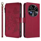 For Oukitel C37 Butterfly Love Flower Multi-card Zipper Wallet Leather Phone Case(Wine Red) - 2