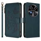 For Oukitel C37 Butterfly Love Flower Multi-card Zipper Wallet Leather Phone Case(Dark Green) - 2