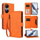 For Oukitel C38 Butterfly Love Flower Multi-card Zipper Wallet Leather Phone Case(Orange) - 1
