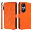 For Oukitel C38 Butterfly Love Flower Multi-card Zipper Wallet Leather Phone Case(Orange) - 2