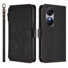 For Oukitel C38 Butterfly Love Flower Multi-card Zipper Wallet Leather Phone Case(Black) - 2
