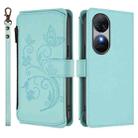 For Oukitel C38 Butterfly Love Flower Multi-card Zipper Wallet Leather Phone Case(Mint Green) - 2