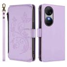 For Oukitel C38 Butterfly Love Flower Multi-card Zipper Wallet Leather Phone Case(Light Purple) - 2