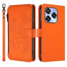 For Oukitel C50 Butterfly Love Flower Multi-card Zipper Wallet Leather Phone Case(Orange) - 2