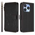 For Oukitel C50 Butterfly Love Flower Multi-card Zipper Wallet Leather Phone Case(Black) - 2