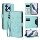 For Oukitel C50 Butterfly Love Flower Multi-card Zipper Wallet Leather Phone Case(Mint Green) - 1