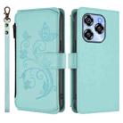 For Oukitel C50 Butterfly Love Flower Multi-card Zipper Wallet Leather Phone Case(Mint Green) - 2