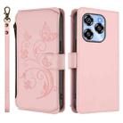 For Oukitel C50 Butterfly Love Flower Multi-card Zipper Wallet Leather Phone Case(Pink) - 2