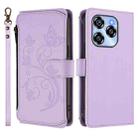 For Oukitel C50 Butterfly Love Flower Multi-card Zipper Wallet Leather Phone Case(Light Purple) - 2