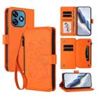 For Oukitel C51 Butterfly Love Flower Multi-card Zipper Wallet Leather Phone Case(Orange) - 1
