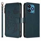 For Oukitel C51 Butterfly Love Flower Multi-card Zipper Wallet Leather Phone Case(Dark Green) - 2