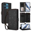 For Oukitel C51 Butterfly Love Flower Multi-card Zipper Wallet Leather Phone Case(Black) - 1