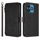 For Oukitel C51 Butterfly Love Flower Multi-card Zipper Wallet Leather Phone Case(Black) - 2