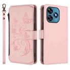 For Oukitel C51 Butterfly Love Flower Multi-card Zipper Wallet Leather Phone Case(Pink) - 2