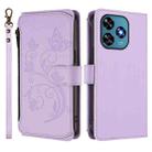 For Oukitel C51 Butterfly Love Flower Multi-card Zipper Wallet Leather Phone Case(Light Purple) - 2