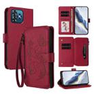 For Oukitel C53 Butterfly Love Flower Multi-card Zipper Wallet Leather Phone Case(Wine Red) - 1
